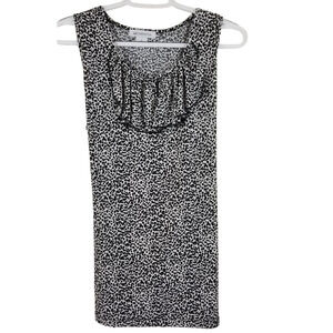 Liz Claiborne Ruffle Neck Tie Back Sleeveless Animal Print Blouse L NWT